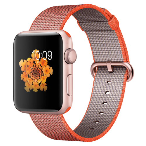 Apple Watch Series 2 42mm Rose Gold Aluminum Case with Space Orange/Anthracite Woven Nylon (MNPM2) бу