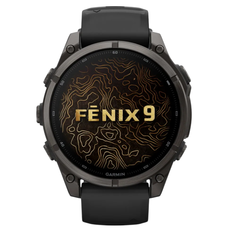Garmin Fenix 9 47mm AMOLED Sapphire Carbon Gray DLC Titanium with Black Silicone Band (010-04762-10/11)