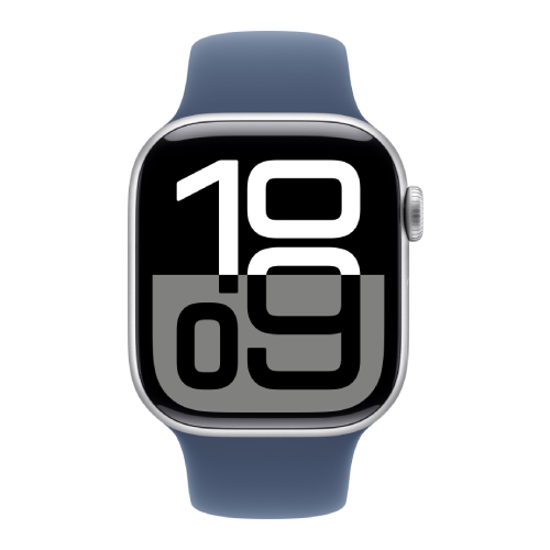 Apple Watch Series 10 GPS 42mm Silver Aluminium Case with Denim Sport Band - M/L (MWWC3)