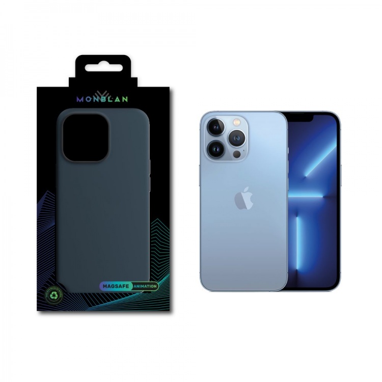 Чехол Monblan для iPhone 13 Pro Magnetic Silicone [MagSafe & Animation] Series (Abyss Blue)