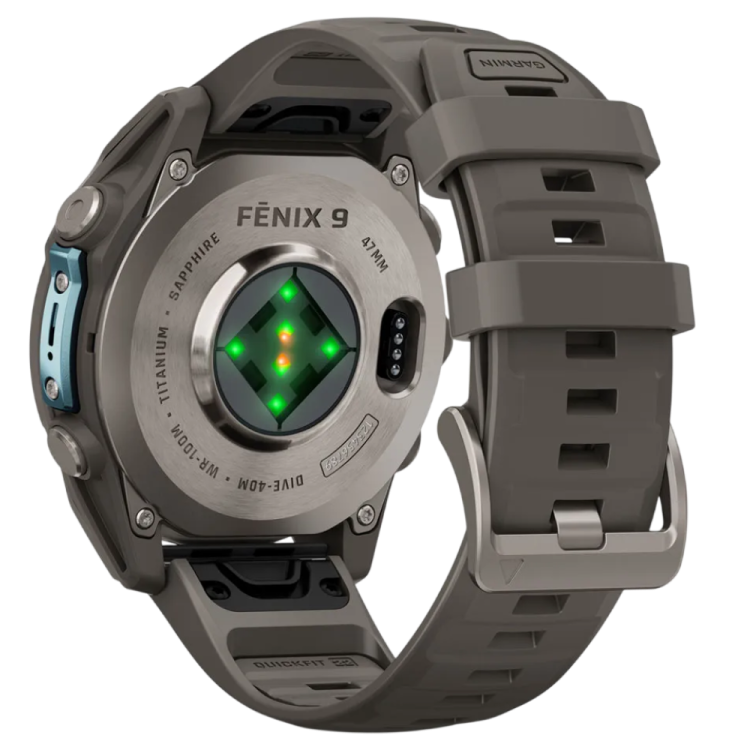 Garmin Fenix 9 47mm AMOLED Sapphire Titanium with Pebble Gray Silicone Band (010-04762-00/01)