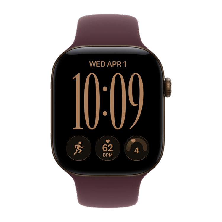 Apple Watch Series 12 GPS 46mm Dark Bronze Aluminum Case with Burgundy Sport Band - S/M 