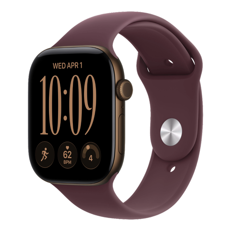 Apple Watch Series 12 GPS 46mm Dark Bronze Aluminum Case with Burgundy Sport Band - S/M 