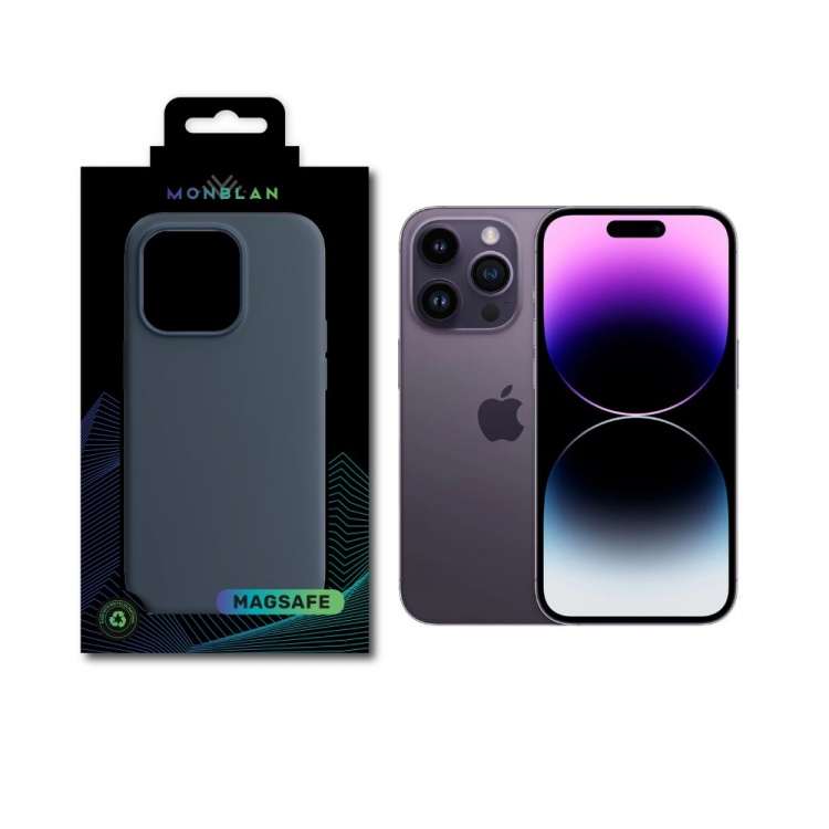 Чехол Monblan для iPhone 14 Pro Magnetic Silicone [MagSafe] Series (Storm Blue)