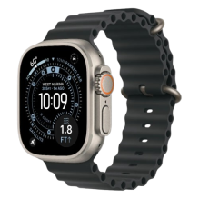 Apple Watch Ultra 4 GPS + LTE, 49mm Natural Titanium Case with Black Ocean Band