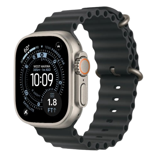 Apple Watch Ultra 4 GPS + LTE, 49mm Natural Titanium Case with Black Ocean Band
