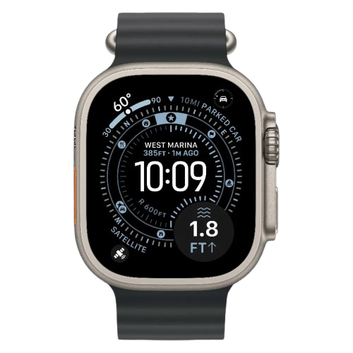 Apple Watch Ultra 4 GPS + LTE, 49mm Natural Titanium Case with Black Ocean Band