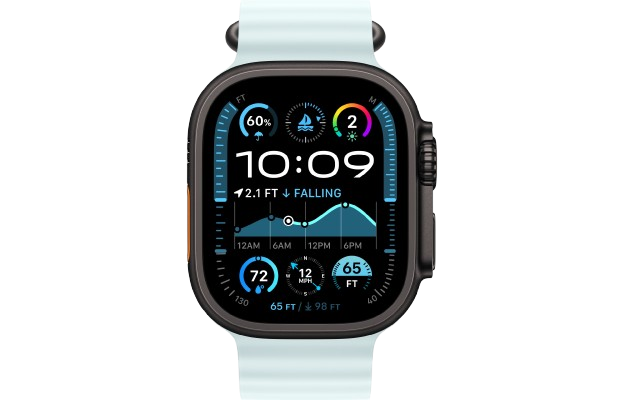 Apple Watch Ultra 2 49mm Black Titanium Case with Ice Blue Ocean Band 2024 (MYP83)