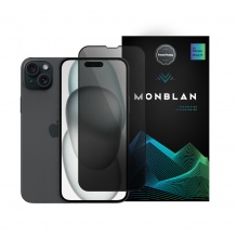 Захисне скло Monblan для iPhone 15 2.5D Anti Peep 0.26mm [Dust-Proof] (Black) (+Страхівка 400)