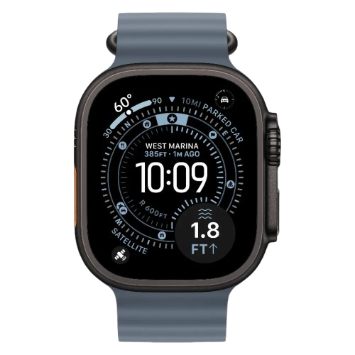 Apple Watch Ultra 4 GPS + LTE, 49mm Black Titanium Case with Anchor Blue Ocean Band