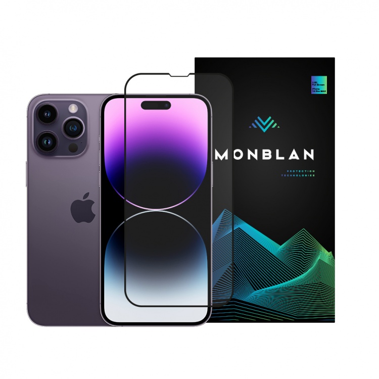 Защитное стекло Monblan для iPhone 14 Pro Max 2.5D Anti Static 0.26mm (Black) (+Страховка)
