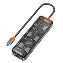 Перехідник WIWU USB-C 8in1 Cyber Hub Series (Space Gray)