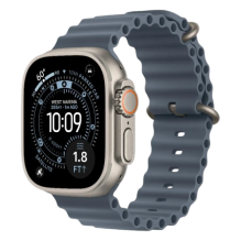 Apple Watch Ultra 4 GPS + LTE, 49mm Natural Titanium Case with Anchor Blue Ocean Band