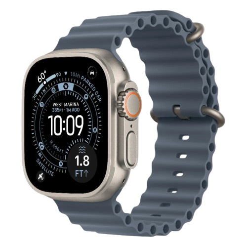 Apple Watch Ultra 4 GPS + LTE, 49mm Natural Titanium Case with Anchor Blue Ocean Band