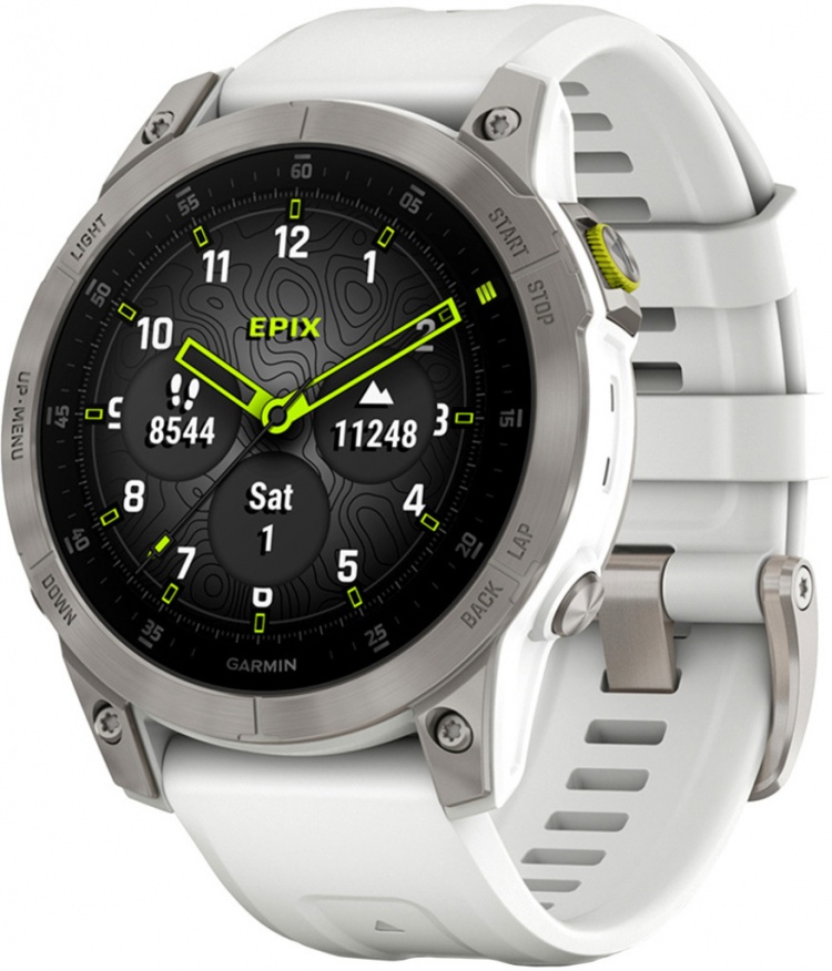 Garmin Epix Gen 2 Sapphire 47mm White Titanium with Carrera White Band (010-02582-20)