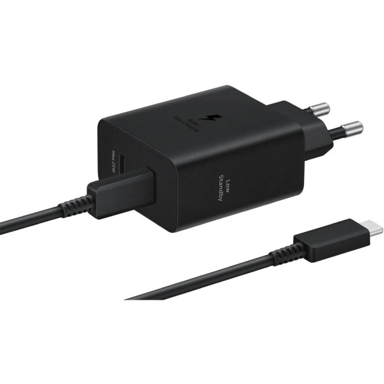 Блок живлення Samsung 50W 2xUSB-С (with Type-C cable), Black (EP-T5020XBEGEU)