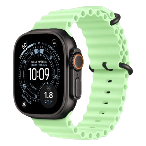 Apple Watch Ultra 4 GPS + LTE, 49mm Black Titanium Case with Neon Green Ocean Band