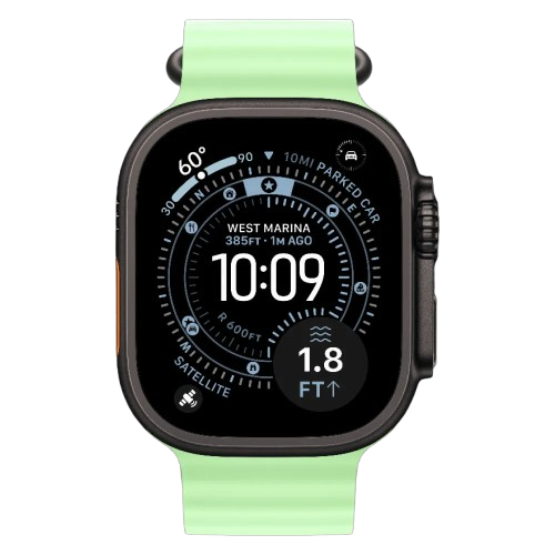 Apple Watch Ultra 4 GPS + LTE, 49mm Black Titanium Case with Neon Green Ocean Band