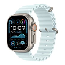 Apple Watch Ultra 2 49mm Natural Titanium Case with Ice Blue Ocean Band 2024 (MYT03/ MXTF3)