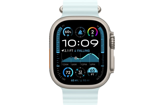 Apple Watch Ultra 2 49mm Natural Titanium Case with Ice Blue Ocean Band 2024 (MYT03/ MXTF3)