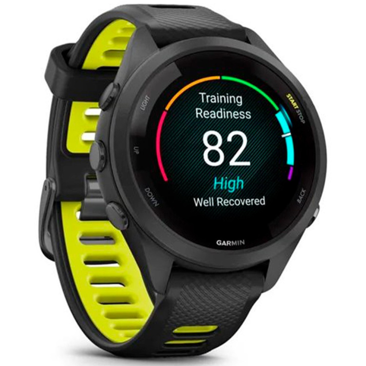 Garmin Forerunner 265S Black Bezel and Case with Black/Amp Yellow Silicone Band (010-02810-03/13)