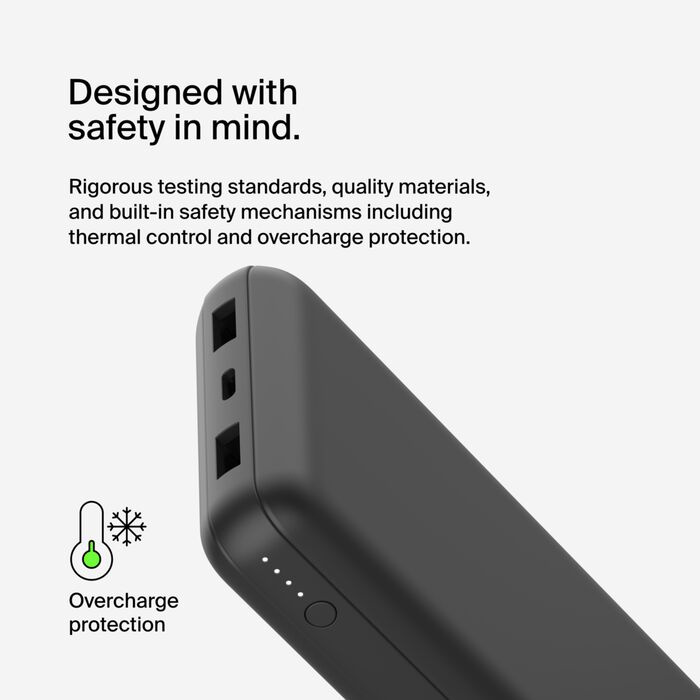 Зарядний пристрій Power Bank Belkin 20000mAh, 15W, Dual USB-A, USB-C (Black) (BPB012BTBK)