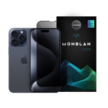 Захисне скло Monblan для iPhone 15 Pro Max 2.5D Anti Peep 0.26mm [Dust-Proof] (Black) (+Страхівка 400)