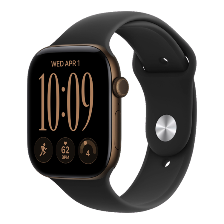 Apple Watch Series 12 GPS 46mm Dark Bronze Aluminum Case with Black Sport Band - S/M  