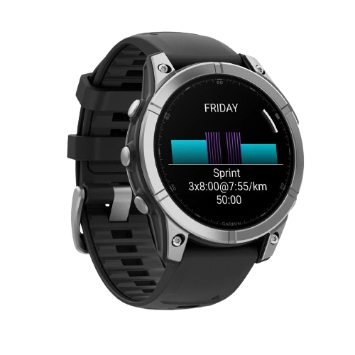Garmin Fenix E 47mm AMOLED Stainless Steel with Black Silicone Band (010-03025-02/00)