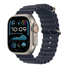 Apple Watch Ultra 2 49mm Natural Titanium Case with Navy Ocean Band 2024 (MX4D3)