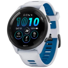 Garmin Forerunner 265 Black Bezel with Whitestone Case and Whitestone/Tidal Blue Silicone Band (010-02810-01/11)
