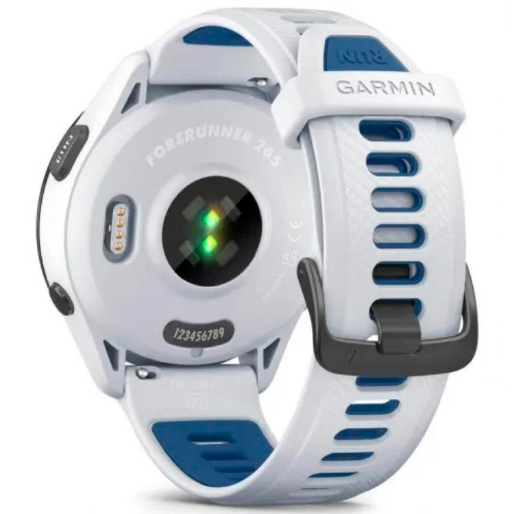 Garmin Forerunner 265 Black Bezel with Whitestone Case and Whitestone/Tidal Blue Silicone Band (010-02810-01/11)