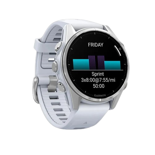 Garmin Fenix 8 43mm AMOLED Silver with Whitestone Silicone Band (010-02903-00)