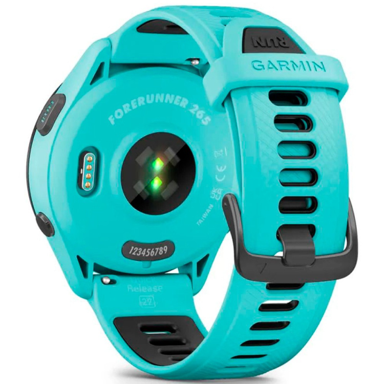 Garmin Forerunner 265 Black Bezel with Aqua Case and Aqua/Black Silicone Band (010-02810-02/12)