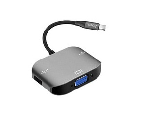 Адаптер Hoco Multiport HB8 USB-C to VGA+USB3.0+USB2.0 (Gray)