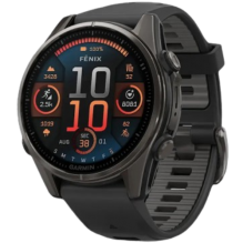 Garmin Fenix 8 43mm AMOLED Sapphire Carbon Gray DLC Titanium with Black/Pebble Gray Silicone Band (010-02903-20/21)