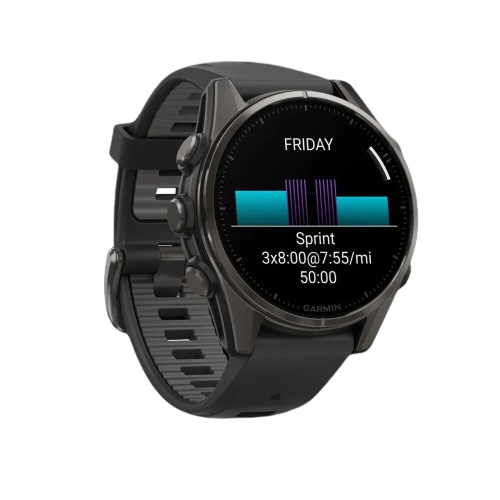 Garmin Fenix 8 43mm AMOLED Sapphire Carbon Gray DLC Titanium with Black/Pebble Gray Silicone Band (010-02903-20/21)