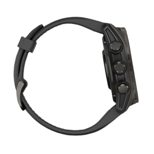 Garmin Fenix 8 43mm AMOLED Sapphire Carbon Gray DLC Titanium with Black/Pebble Gray Silicone Band (010-02903-20/21)