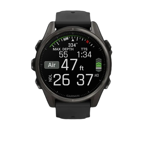 Garmin Fenix 8 43mm AMOLED Sapphire Carbon Gray DLC Titanium with Black/Pebble Gray Silicone Band (010-02903-20/21)