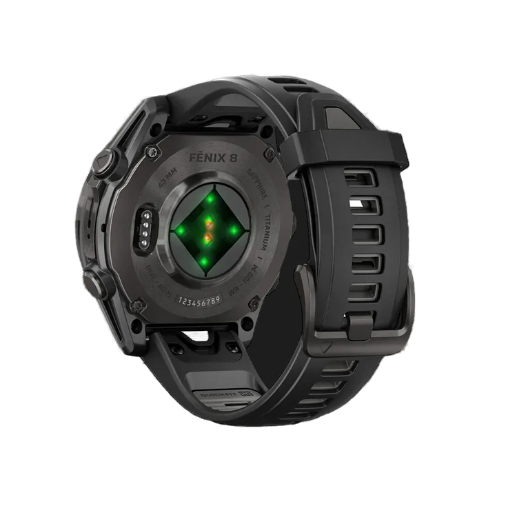 Garmin Fenix 8 43mm AMOLED Sapphire Carbon Gray DLC Titanium with Black/Pebble Gray Silicone Band (010-02903-20/21)