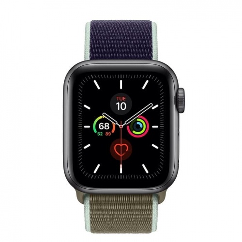 Apple Watch Series 5 44mm Space Gray Aluminium Case with Khaki Sport Loop (MWU12)
