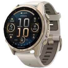 Garmin Fenix 8 43mm AMOLED Sapphire Soft Gold with Fog Gray/Dark Sandstone Silicone Band (010-02903-10/11)