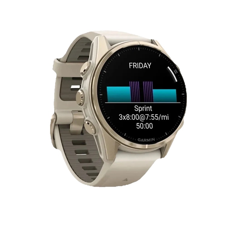 Garmin Fenix 8 43mm AMOLED Sapphire Soft Gold with Fog Gray/Dark Sandstone Silicone Band (010-02903-10/11)