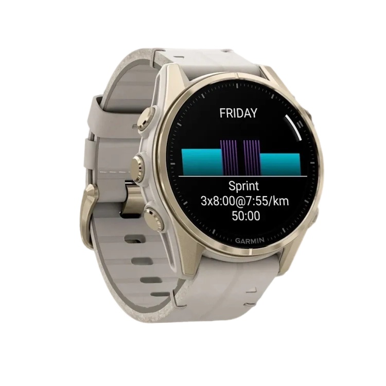 Garmin Fenix 8 43mm AMOLED Sapphire Soft Gold with Limestone Leather Band (010-02903-40)