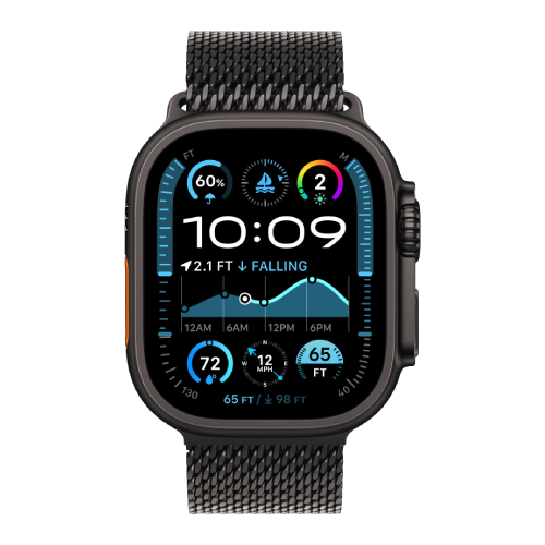 Apple Watch Ultra 2 49mm Black Titanium Case with Black Titanium Milanese Loop (Medium) 2024 (MX5U3)