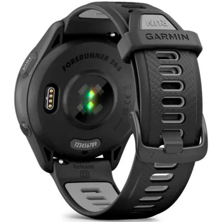 Garmin Forerunner 265 Black Bezel and Case with Black/Powder Gray Silicone Band (010-02810-00/10)