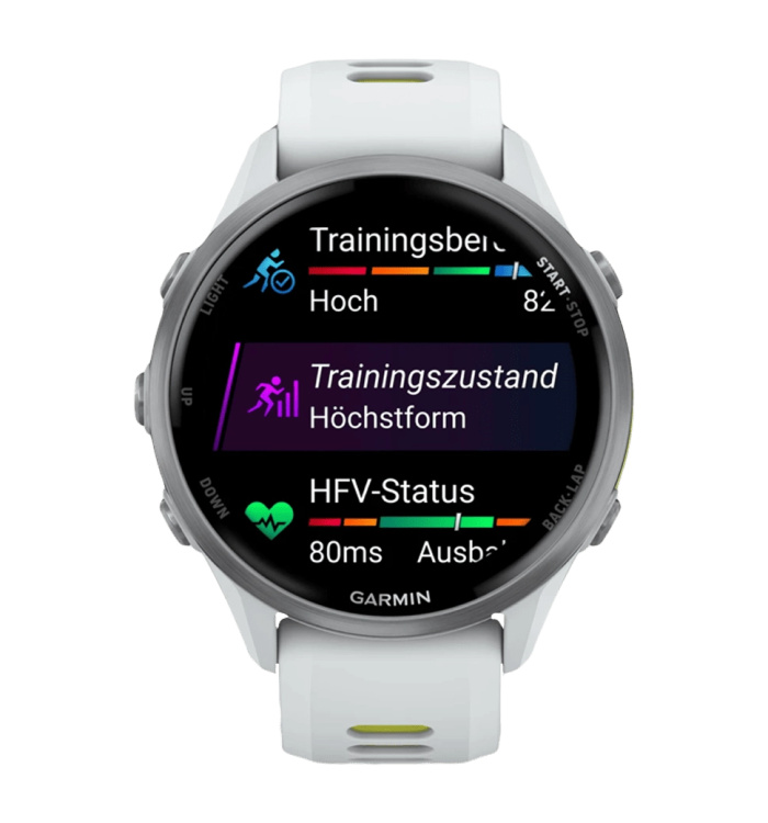 Garmin Forerunner 970 Titanium with Whitestone Case and Whitestone/Translucent Amp Yellow Band (010-02969-01/11)