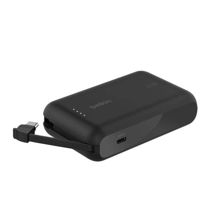 Зарядний пристрій Power Bank Belkin 10000мАh, 20W, вбудований кабель USB-C (Black) (BPB021HQBK)