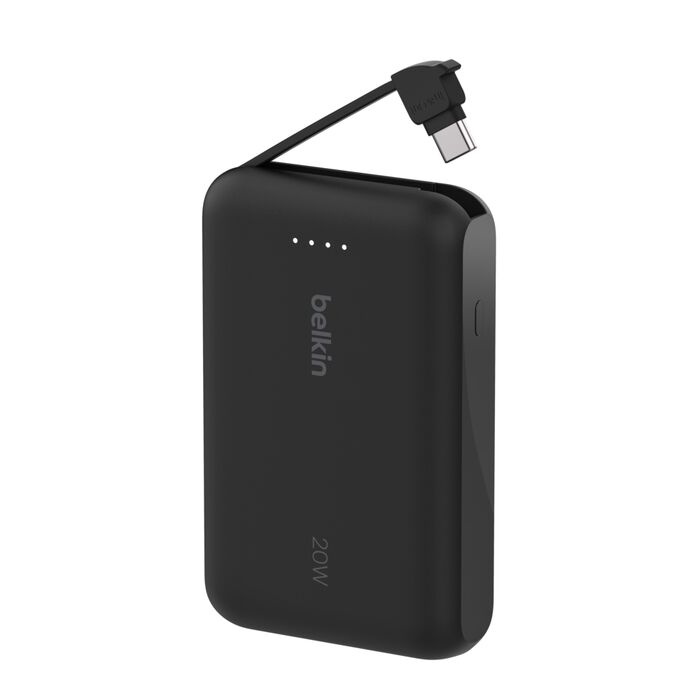Зарядний пристрій Power Bank Belkin 10000мАh, 20W, вбудований кабель USB-C (Black) (BPB021HQBK)