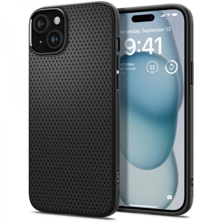 Чехол Spigen для iPhone 15 Plus Liquid Air Series (Black)